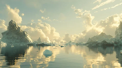 Tranquil Iceberg and Mountain Reflection Scene