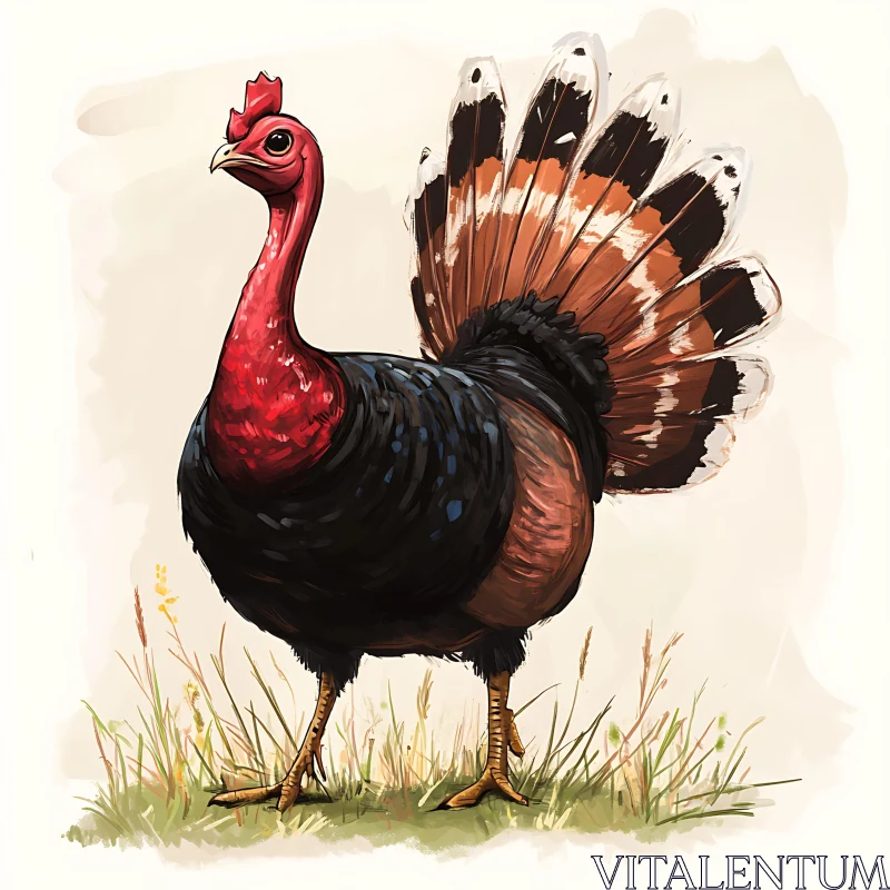 Illustration of a Turkey in Nature