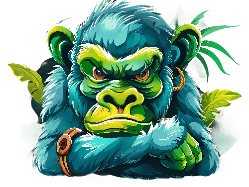 Cartoon Gorilla T-Shirt Design with Bold Expression