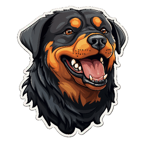 Cartoon Rottweiler Dog Illustration with Tongue Out
