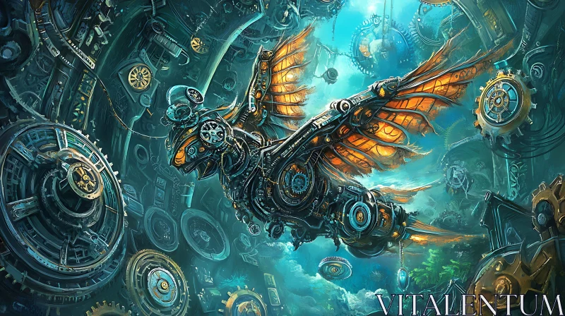 Clockwork Bird in Flight