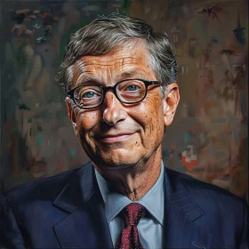 Bill Gates Detailed Portrait Painting