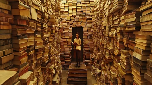 Reader Surrounded by Books