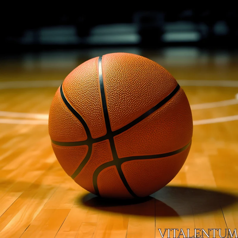 Orange Basketball on Court AI Image