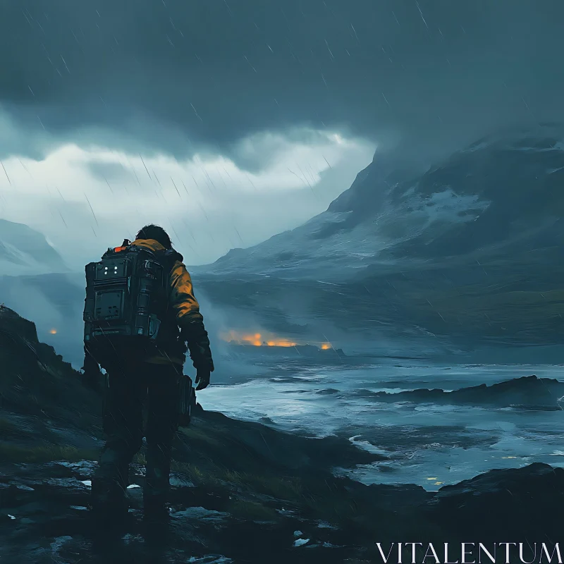Man in Post-Apocalyptic Landscape