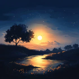 Golden Twilight River Scene