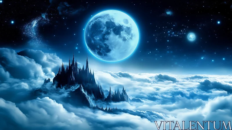 Fantasy Castle Under Moonlight