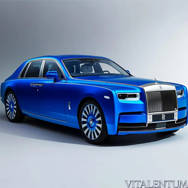 Stylish Blue Luxury Car with Imposing Grille