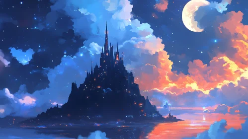 Island Castle at Night