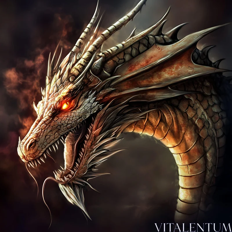 AI ART Fantasy Dragon Head with Intense Eyes
