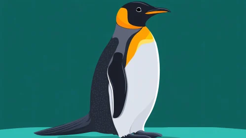 Penguin Artwork with Teal Background
