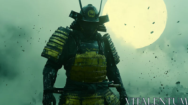 Armored Samurai Silhouette at Night