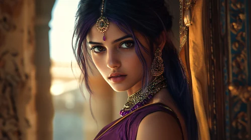 Beautiful Woman with Ornate Jewelry