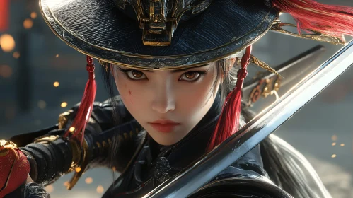 Intense Woman Warrior with Sword