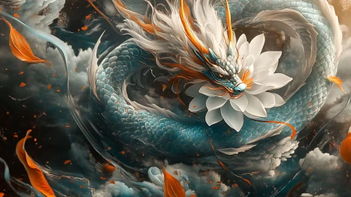 Azure Dragon and Lotus Bloom
