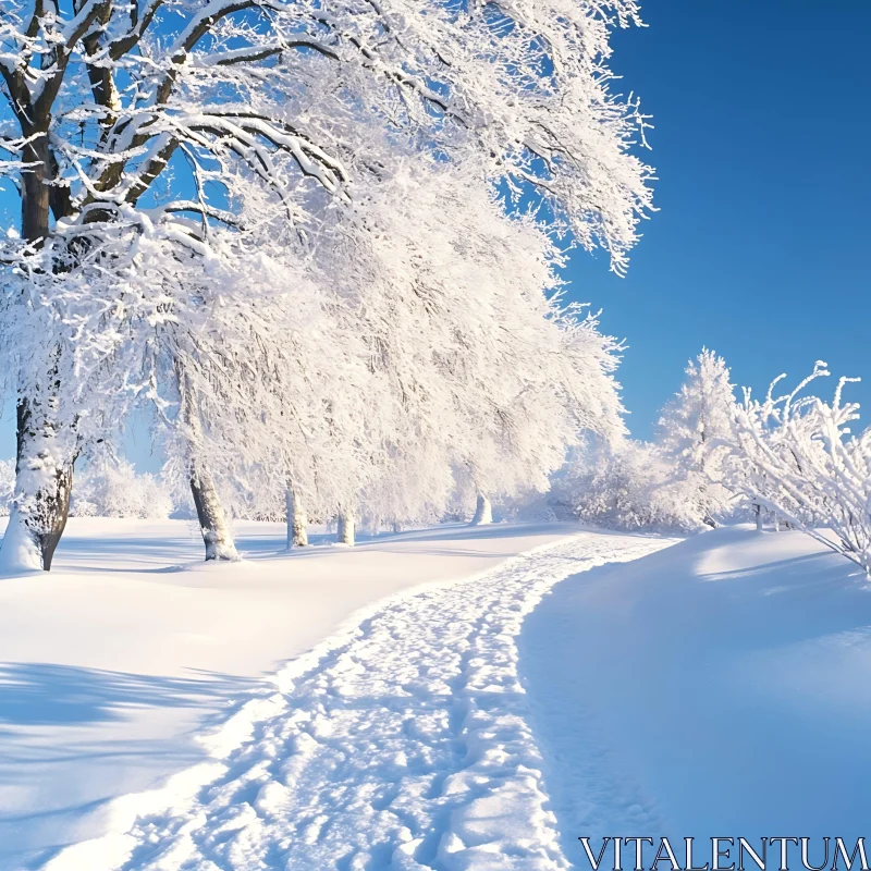 Winter Wonderland with Snowy Trees and Path