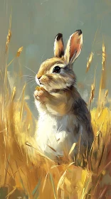 Bunny Amidst Wheat Stalks