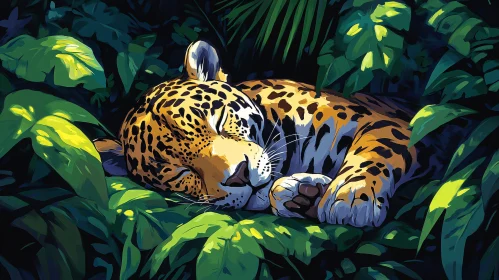 Sleeping Leopard in the Jungle