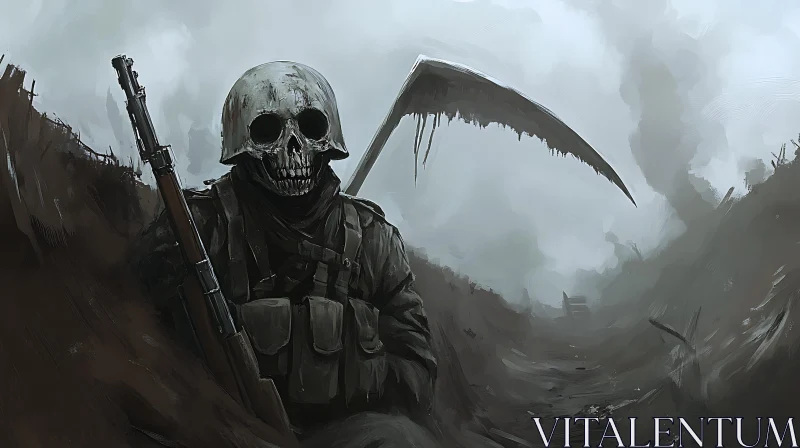 Skull Faced Warrior in Battlefield