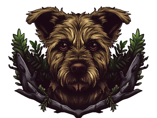 Serene Dog Portrait with Leaf Wreath Digital Art