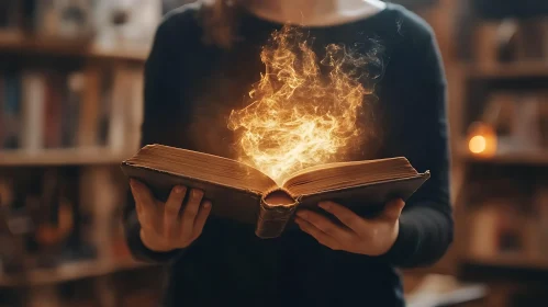 Mystical Book with Golden Light