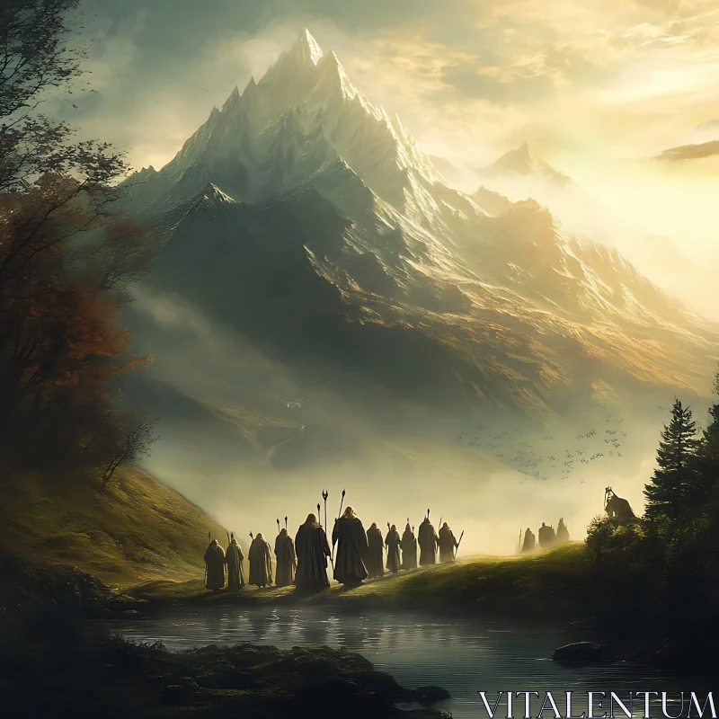 Mountain Pilgrims Journey AI Image