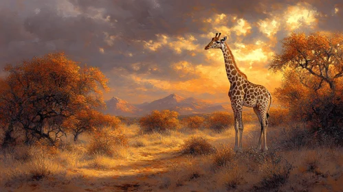 Savannah Glowing with Giraffe Elegance