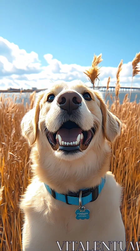 Smiling Dog in Nature AI Image