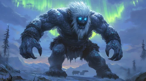 Yeti Monster in Winter Landscape