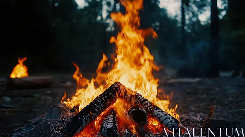 Mesmerizing Forest Campfire Scene AI Image