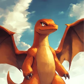 Fantasy Dragon in the Blue Sky