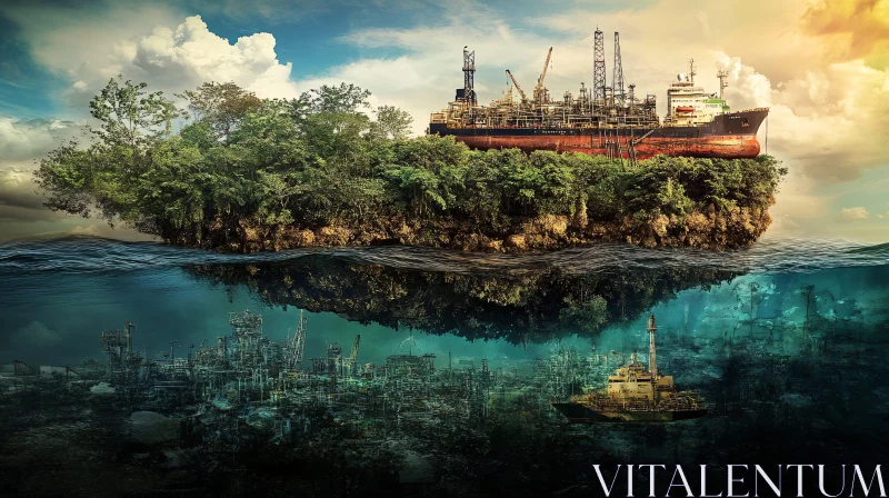 Island of Industry and Nature AI Image