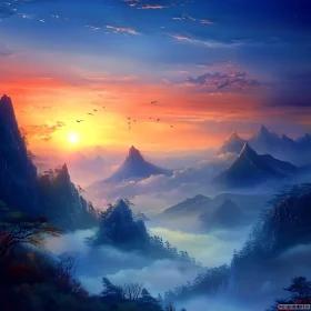 Serene Mountain Landscape at Dawn