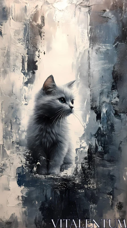 AI ART Abstract Cat Harmony in Blue Shades