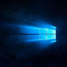Illuminated Window and Light Rays on Dark Background