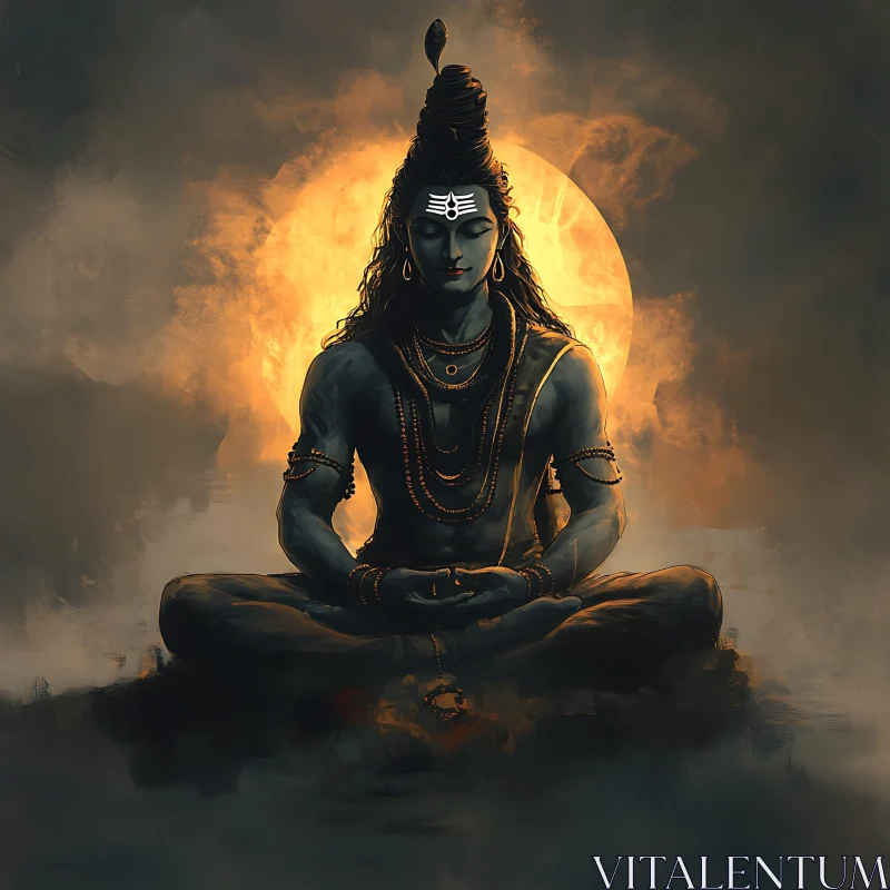 Serene Deity Meditation Under Sunlight AI Image