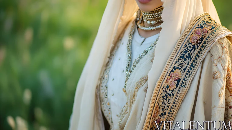 Woman in Traditional Clothing and Jewelry AI Image