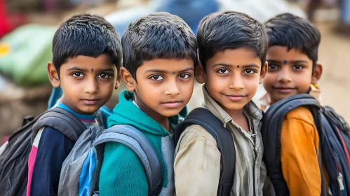 Children with Backpacks