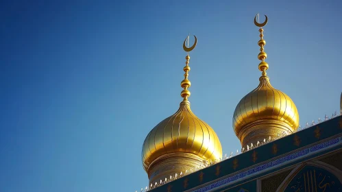 Islamic Golden Domes against Blue Sky