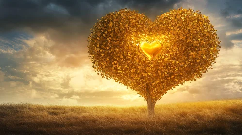 Heart Shaped Tree with Golden Light