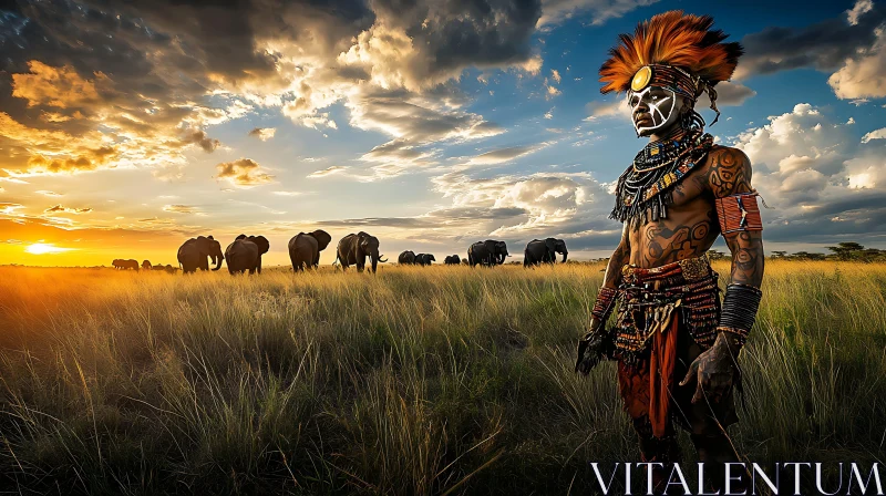 AI ART African Warrior in the Savannah