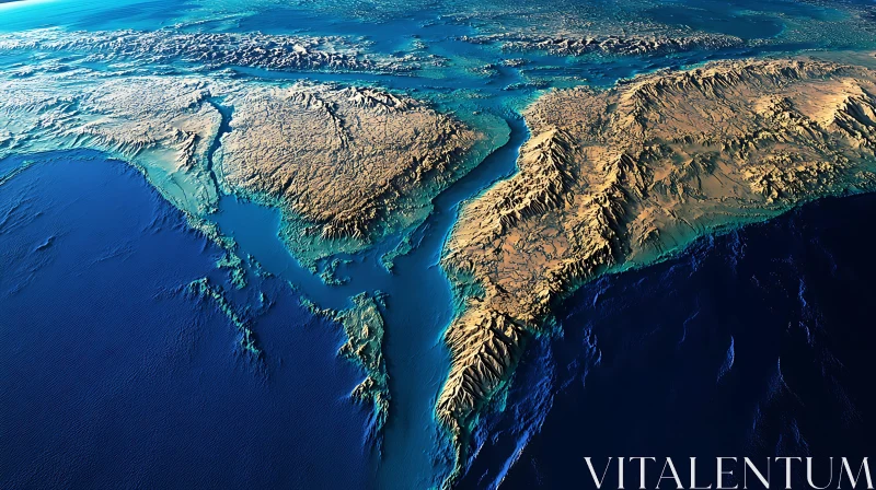 Relief Map Depicting Earth's Terrain AI Image