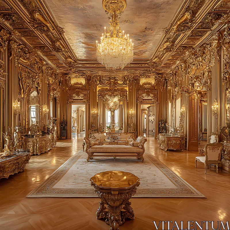 Opulent Room with Magnificent Chandelier AI Image