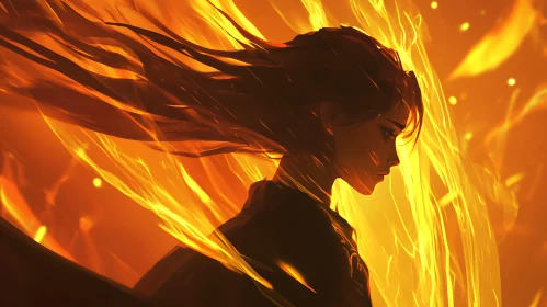 Woman's Silhouette in Flames
