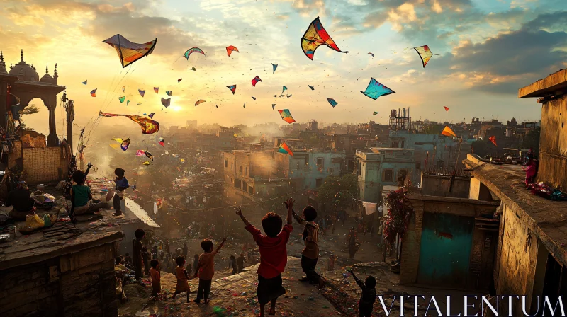 Kite Festival at Sunset AI Image