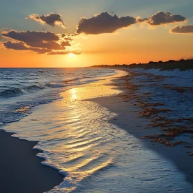 Seaside Sunset Reflection