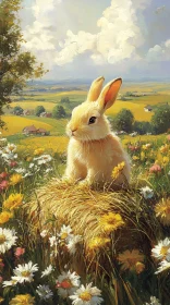 Charming Rabbit in Vibrant Bloom