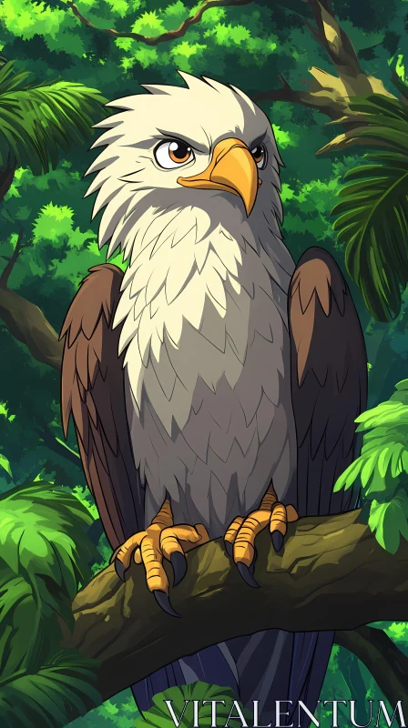 Eagle Perched in Nature AI Image