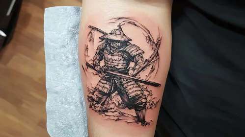 Ink Drawing of a Samurai Tattoo
