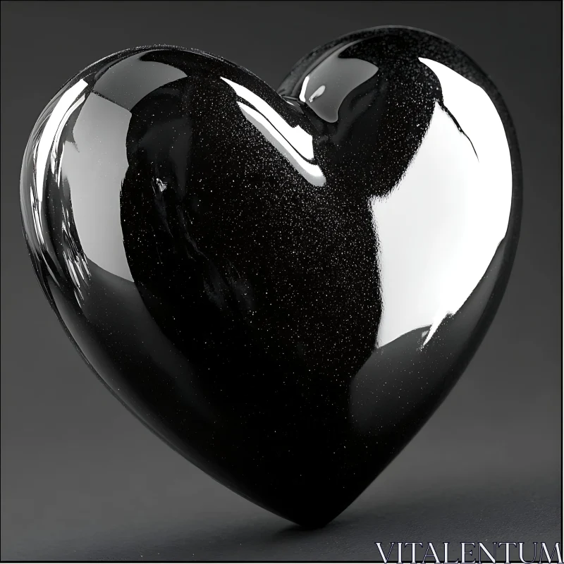 AI ART Glossy Black Heart Still Life